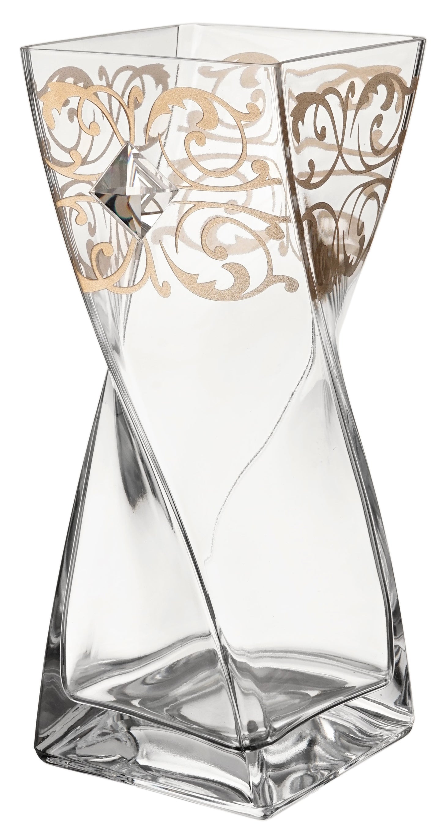 Large Luxury Glass Vase 30 cm - Luxury Gift Box - Clear Mouth Blown Glass - 11.8 in