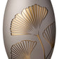Golden Glass Vase - Etched and Painted Gold Ginkgo Leaves - Hand Blown Glass for Elegant Home Wedding Decor - Brown, Gold - 9.1 in (23 cm)