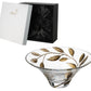 Decorative Glass Bowl Fruit Display - Etched & Hand Painted Gold Leaves - Mouth Blown Glass - Gold - D: 10.2 in (26 cm)