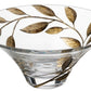 Decorative Glass Bowl Fruit Display - Etched & Hand Painted Gold Leaves - Mouth Blown Glass - Gold - D: 10.2 in (26 cm)