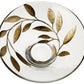 Decorative Glass Bowl Fruit Display - Etched & Hand Painted Gold Leaves - Mouth Blown Glass - Gold - D: 10.2 in (26 cm)
