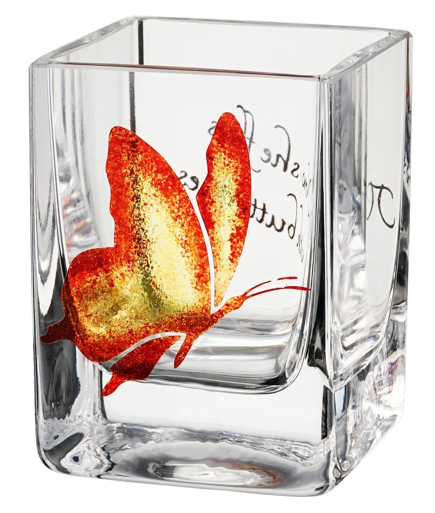 Bereavement Gift - Glass Tea Light Holder Hand Blown & Painted Butterfly for Funeral - Handmade Remembrance Gift - 3.2 in (8 cm)