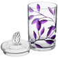 Decorative Glass Storage Container with Lid - Food Candy Display Jar Large - Etched Painted Leaves Decor - 11.4 in (29 cm) (Purple)