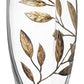 Luxury Hand Blown Glass Vase - Etched & Painted Gold Leaves - Unique Shape Vase Gold - 11.4 in (29 cm)