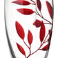 Luxury Hand Blown Glass Vase - Etched & Painted Ruby Leaves - Unique Shape Vase Red - 11.4 in (29 cm)