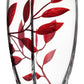 Luxury Hand Blown Glass Vase - Etched & Painted Ruby Leaves - Unique Shape Vase Red - 11.4 in (29 cm)