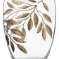 Large Hand Blown Glass Vase 30 cm - Etched & Painted Gold Leaves Decor - Almond Shape Vase Gold - 11.8 in