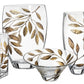 Large Hand Blown Glass Vase 30 cm - Etched & Painted Gold Leaves Decor - Almond Shape Vase Gold - 11.8 in