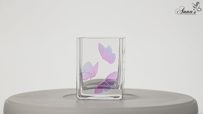 Bereavement Gift - Glass Tea Light Holder Hand Blown & Painted Butterflies for Funeral - Handmade Remembrance Gift - 3.2 in (8 cm)