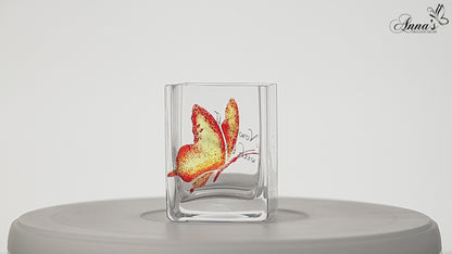 Bereavement Gift - Glass Tea Light Holder Hand Blown & Painted Butterfly for Funeral - Handmade Remembrance Gift - 3.2 in (8 cm)