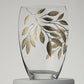 Large Hand Blown Glass Vase 30 cm - Etched & Painted Gold Leaves Decor - Almond Shape Vase Gold - 11.8 in