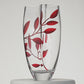 Luxury Hand Blown Glass Vase - Etched & Painted Ruby Leaves - Unique Shape Vase Red - 11.4 in (29 cm)